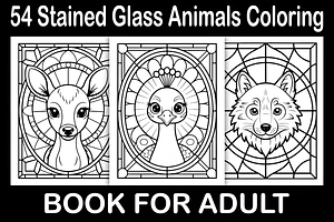 Stained Glass Animals Coloring Book, an Animal Illustration by Design Station