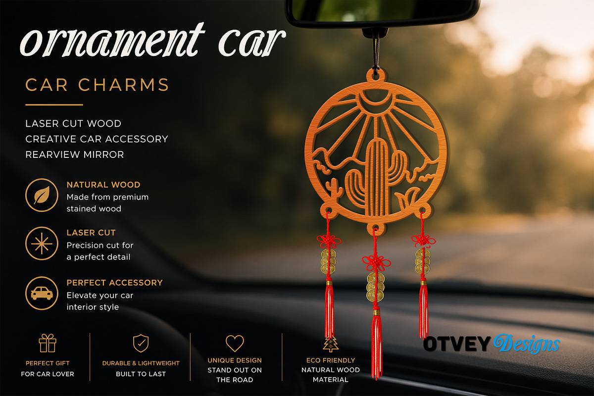 Beach Sunset Car Charms laser Cut, an Object Graphic by OTVEY DESIGN (Photo 6 of 13)