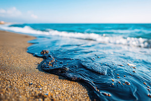 Shimmering shoreline with dark glossy wave, a Nature Photo by AlyaAnd