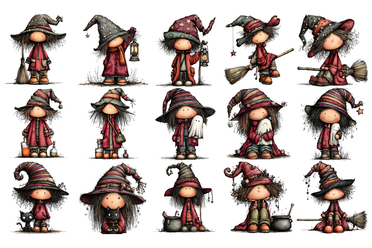 Whimsical Halloween Witch PNG, a Seasonal Illustration by Nicolle's Colorful Art (Photo 5 of 5)