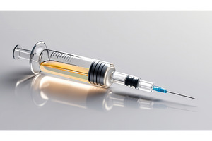 Medical syringe with yellow liquid, an Illustration by tilialucida