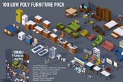 100 Low Poly Furniture Pack 4 in 1, a Furniture 3D Model by multimedia4ds (Thumbnail 1 of 10)