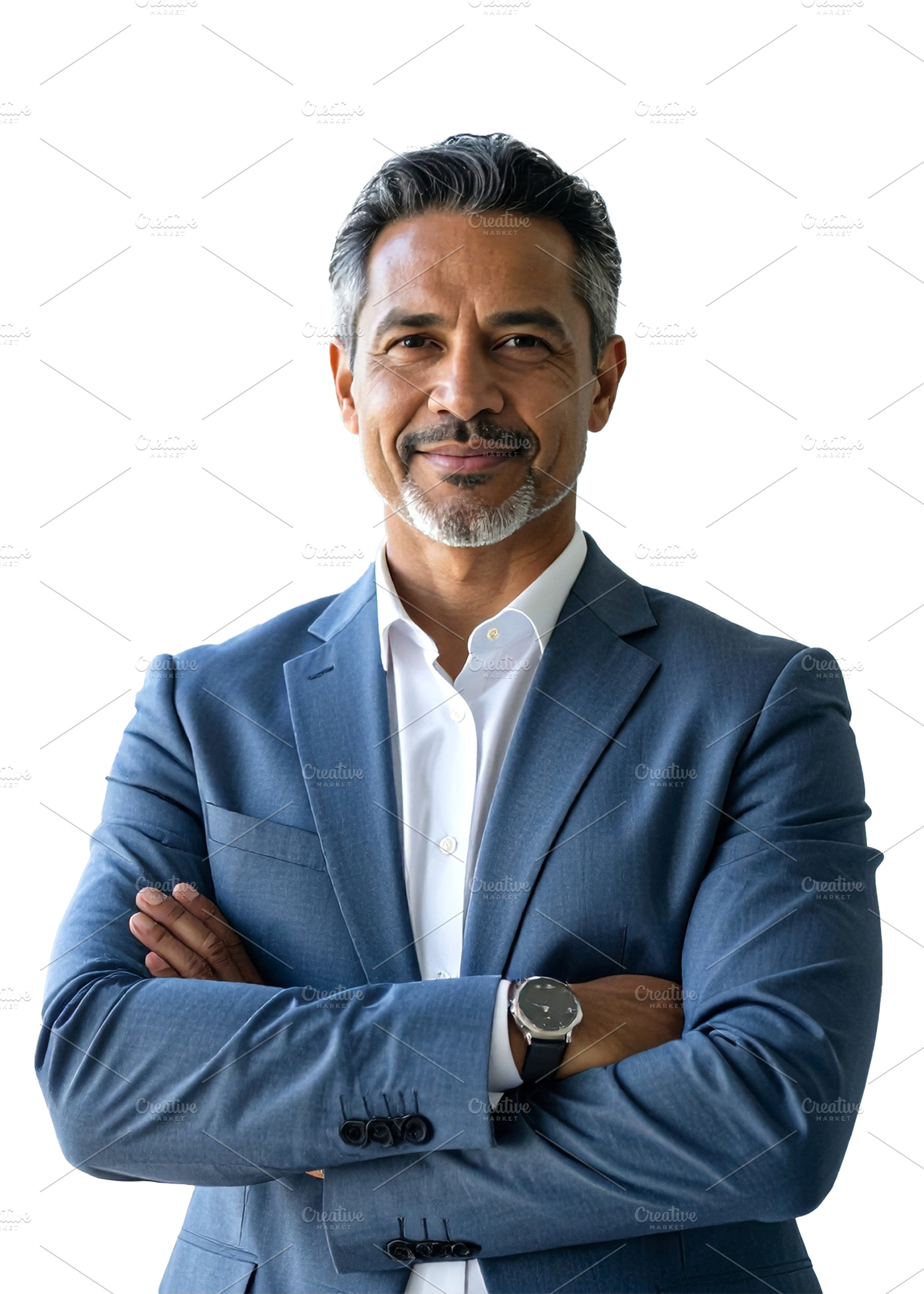 Confident business leader standing in front of large glass windo, a Person Photo by DanFLCreativo