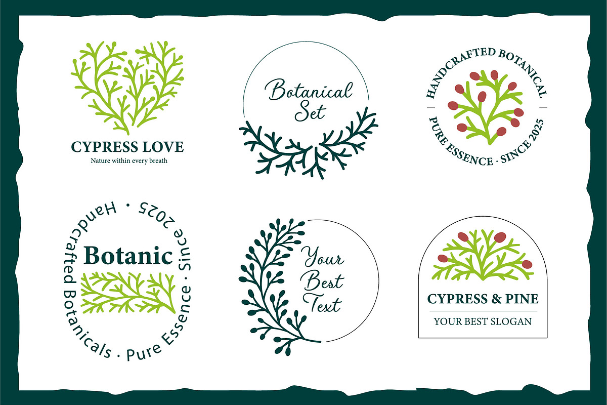 Linocut Conifer Branches Vector Set, a Decorative Illustration by Lettering_Logo (Photo 5 of 13)