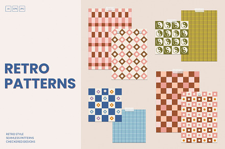 Retro Checkered Patterns, a Pattern Graphic by May Motif