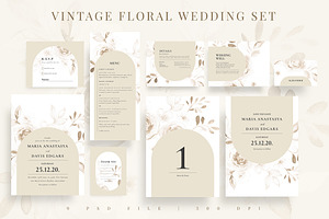 Vintage Floral Wedding Set