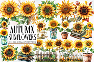 Autumn Sunflowers Clipart, an Illustration by Designworld
