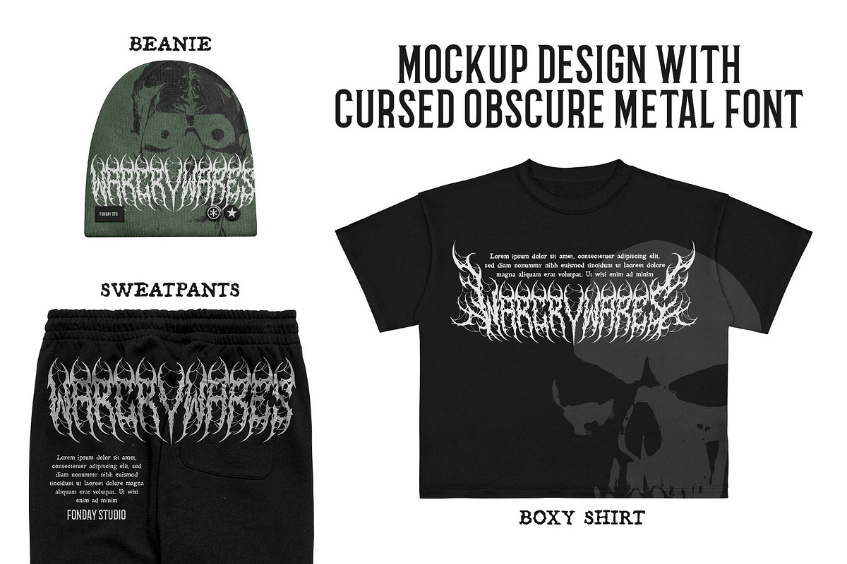 Cursed Obscure Death Metal Font, a Blackletter Font by Fonday Studio (Photo 6 of 19)