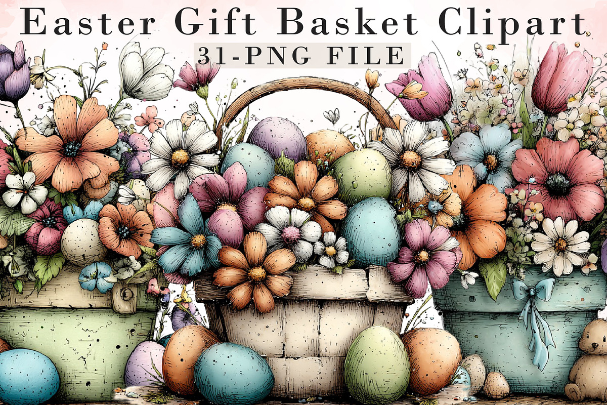 Easter Gift Basket Clipart, an Illustration by Libby Wishes (Photo 1 of 9)
