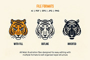 Vintage Tiger Illustrations, an Animal Illustration by ARQAM Studio (Thumbnail 3 of 9)