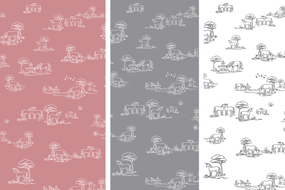 Unicorn Toile de Jouy Pattern, a Background Graphic by Hughes Studio (Photo 8 of 8)