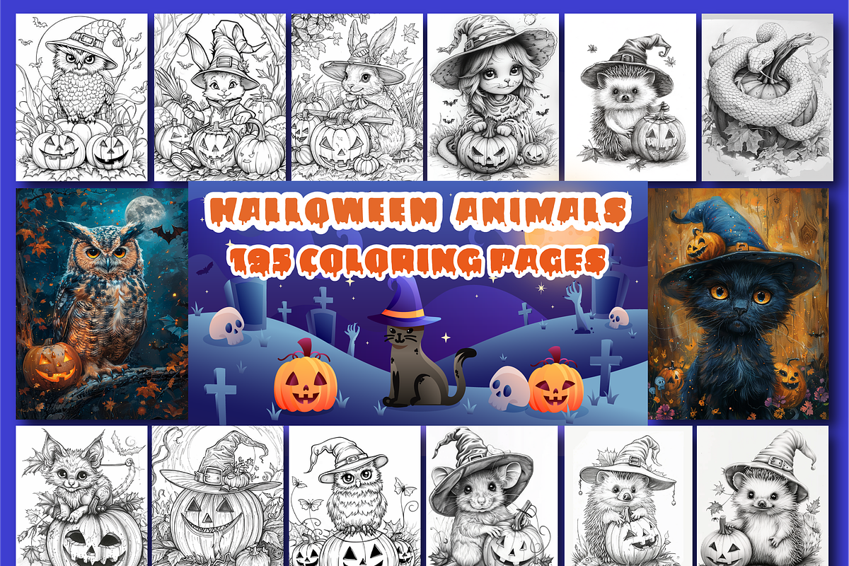 Halloween Animals Coloring Book, an Animal Illustration by Design Zone ...
