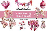 Valentine’s Day Clipart Bundle, a Seasonal Illustration by InkyQueenArt (Thumbnail 1 of 5)