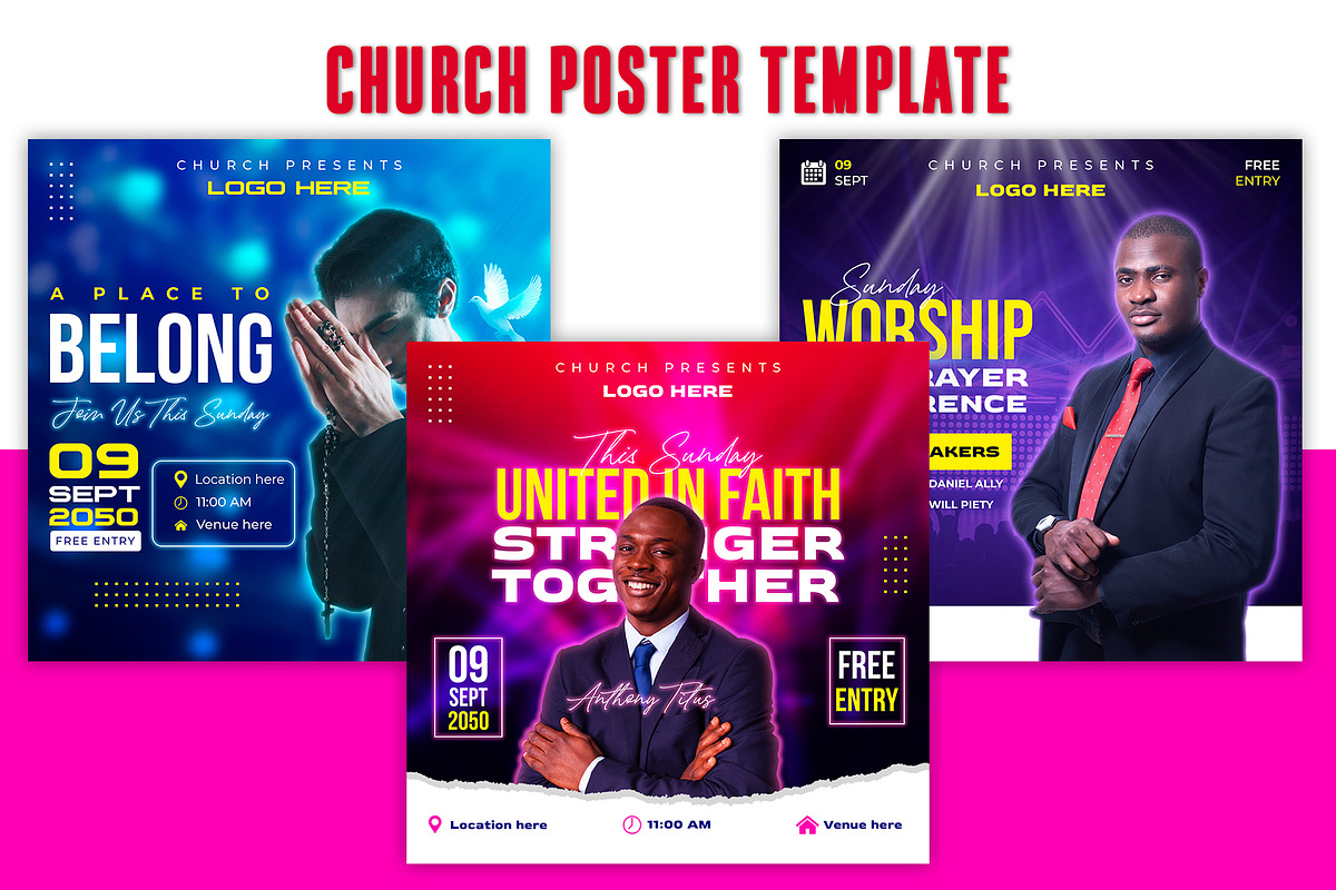 Professional Church Poster Template, a Social Media Template by Triple M Graphics (Photo 1 of 4)