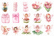 Watercolor Pink Woodland Fairy Clipa, an Illustration by Watercolor design (Thumbnail 2 of 12)