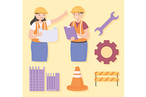 set engineer workers, a Person Illustration by studiogstock