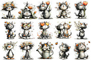 Whimsical Spring Cat Clipart, an Illustration by OK Design (Thumbnail 3 of 6)