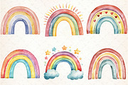 Vintage Retro Rainbow Clipart, an Illustration by Libby Wishes (Thumbnail 7 of 7)