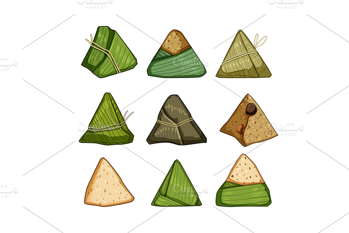 Traditional zongzi sticky rice, a Food Illustration by pikepicture