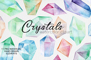 Watercolor Crystals Clipart, an Illustration by MilanaDesignShop (Thumbnail 1 of 4)