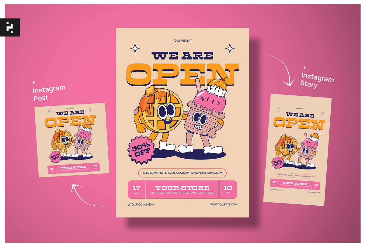 Dessert Store Open Flyer, a Flyer Template by Neermana (Photo 1 of 4)