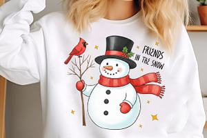 Christmas Snowman Cardinal PNG, an Illustration by SinaCreation