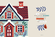 Christmas holiday houses & clipart, a Seasonal Illustration by Olia (Thumbnail 3 of 13)