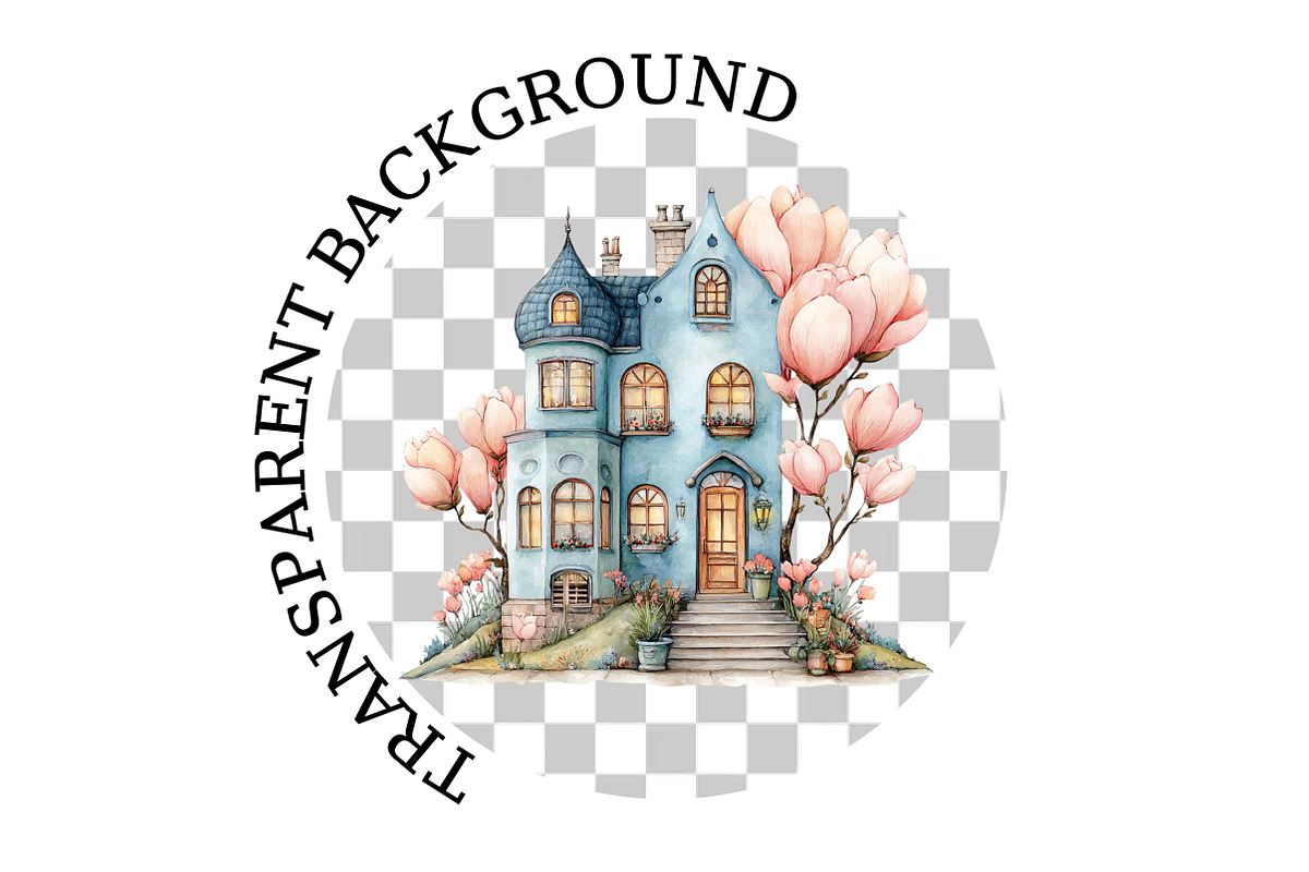 Whimsical Spring House Clipart, an Illustration by Black Bird Studio (Photo 7 of 7)