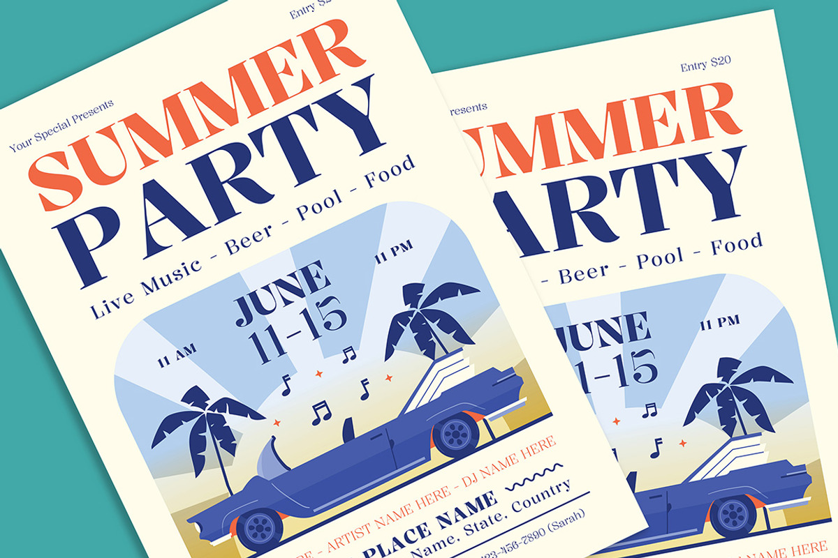 Summer Party Flyer, a Flyer Template by Gumico Studio. (Photo 2 of 3)