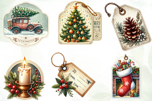 Vintage Christmas Labels Sublimation