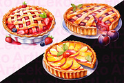 Fruit Pies Watercolor Clipart, a Food Illustration by LekoArt (Thumbnail 3 of 10)