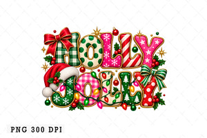 Holly Jolly PNG, Retro Christmas PNG