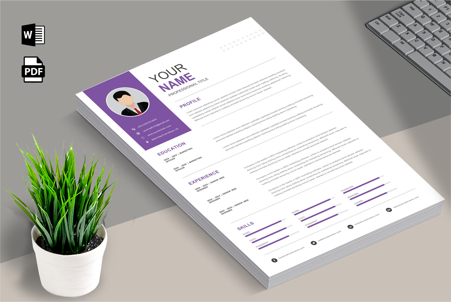 Clean Resume/CV Pack | Word, a Resume Template by Blue Digital Studio