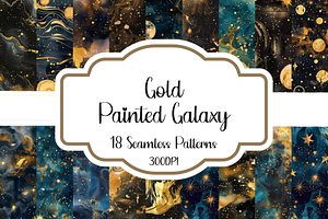 Gold Painted Galaxy Patterns, a Pattern Graphic by PrintablesByFranklyn