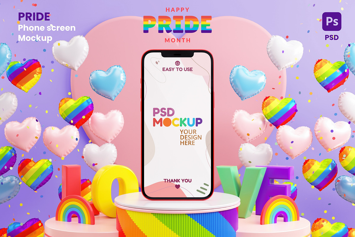 Pride iPhone Screen Mockup, an iPhone Mockup by TandemStock (Photo 1 of 4)