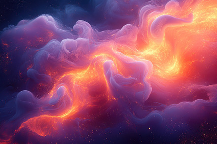 Vibrant cosmic clouds illuminate the night sky with radiant colors, a Background Photo by AlyaAnd