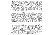 Set of cartoon doodle kids borders, a Decorative Illustration by Bubert Art (Thumbnail 2 of 8)