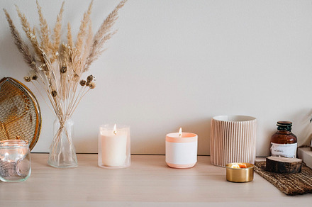Neutral Aesthetic Candle Arrangement