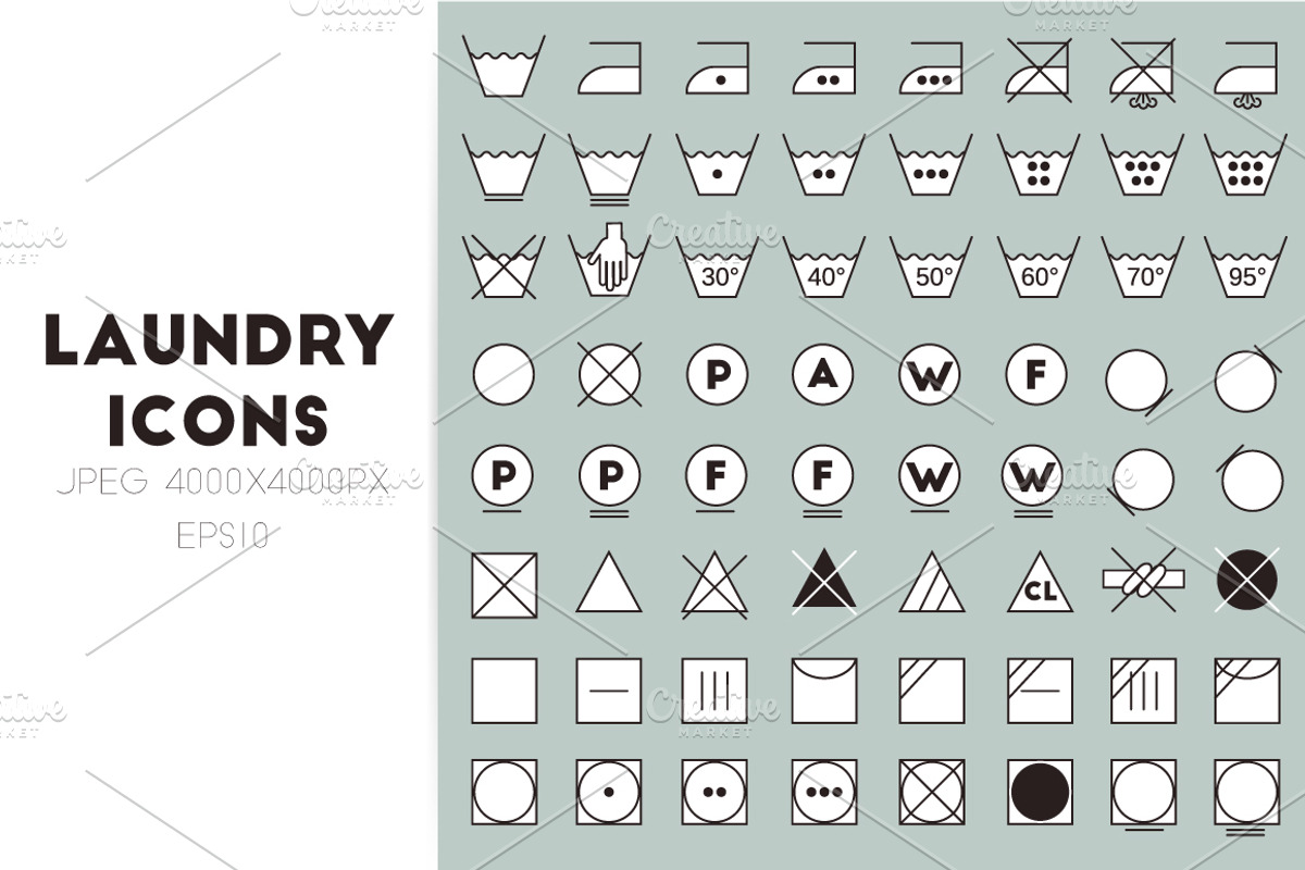 Laundry symbols line design, an Icon by Cute art