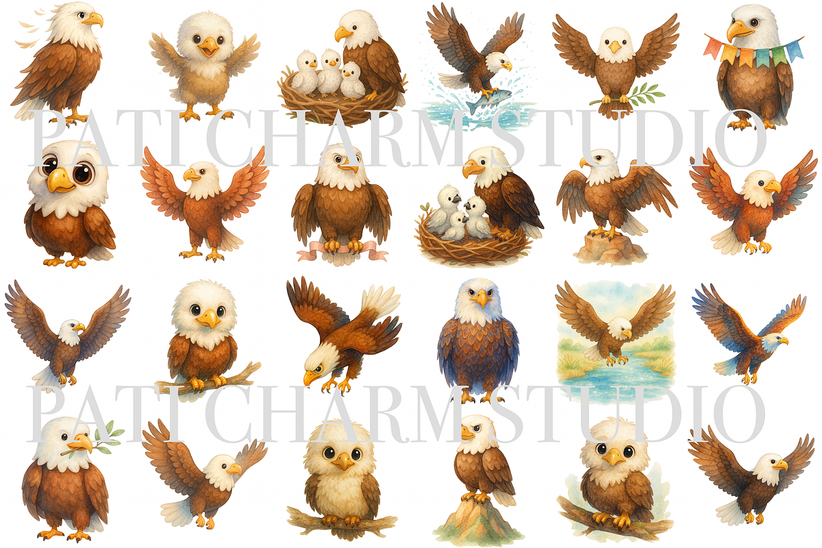 28 Eagle Clipart, an Animal Illustration by Pati Charm Studio (Photo 2 of 8)