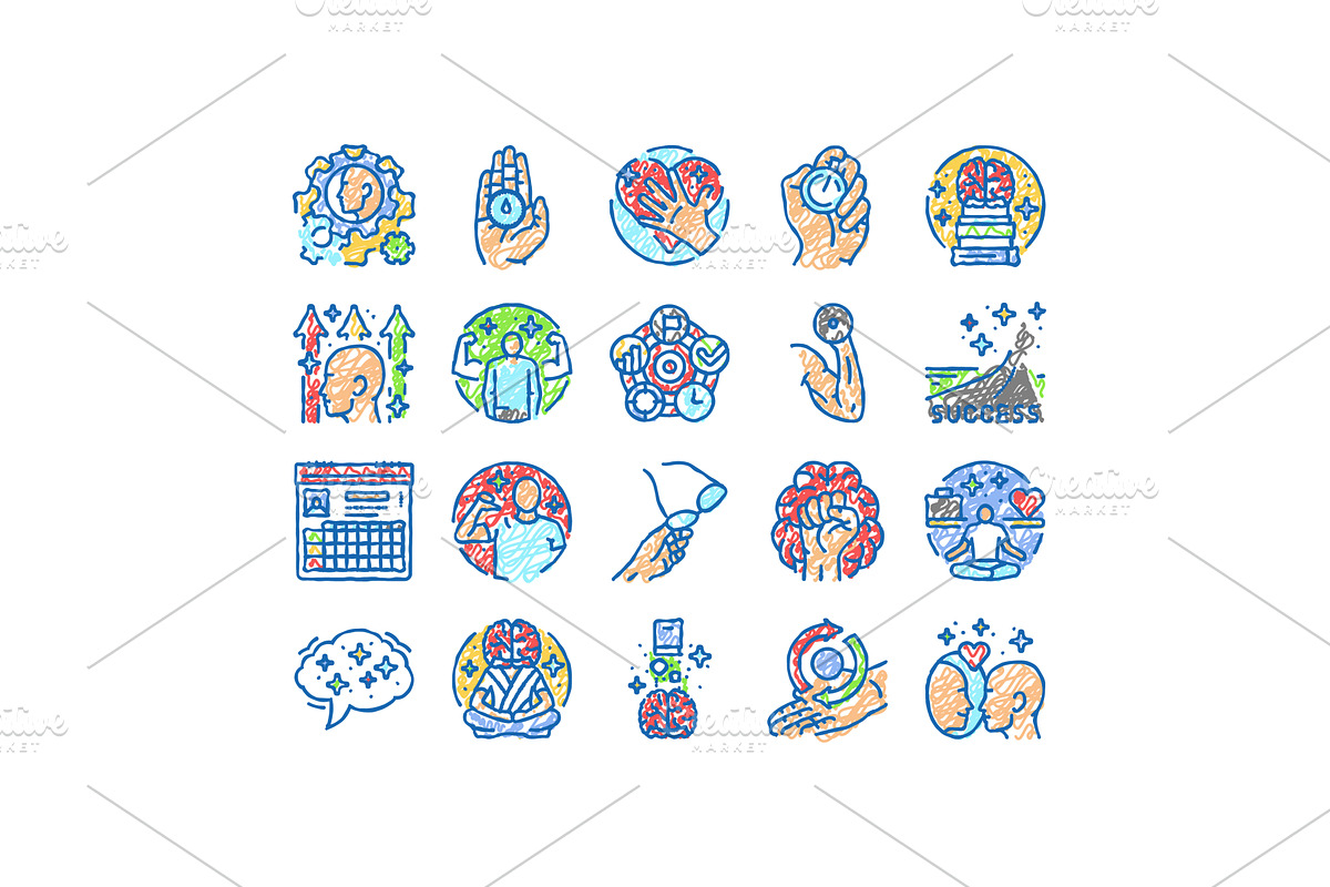 motivation human success icons hand, an Object Illustration by pikepicture