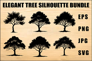 Elegant Tree Silhouette Clipart Set, an Object Graphic by jahid234