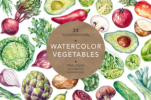 Watercolor Vegetables. 