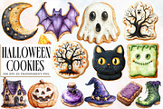 Watercolor Halloween Cookies Clipart, an Illustration by Designworld (Thumbnail 1 of 6)