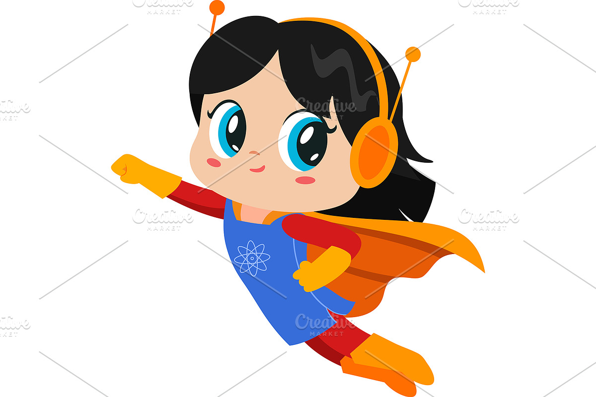 Cute Super Hero Kid Girl, an Illustration by HitToon
