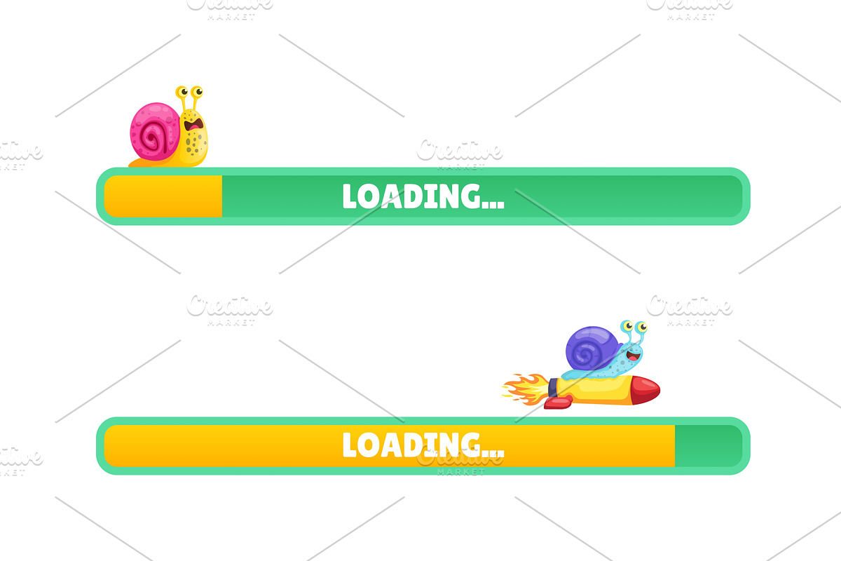 Snail loading bar. Load website line, a Technology Illustration by Stock-Smart-Start