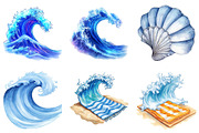Ocean Waves Watercolor Bundle, an Illustration by Pixels.Craft (Thumbnail 6 of 8)