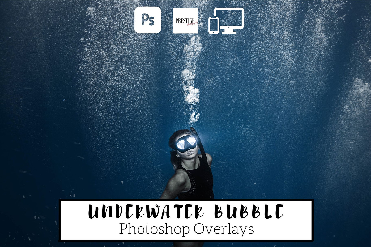 Underwater Bubble Photoshop Overlays, an Object Graphic by Prestige Photography (Photo 1 of 12)