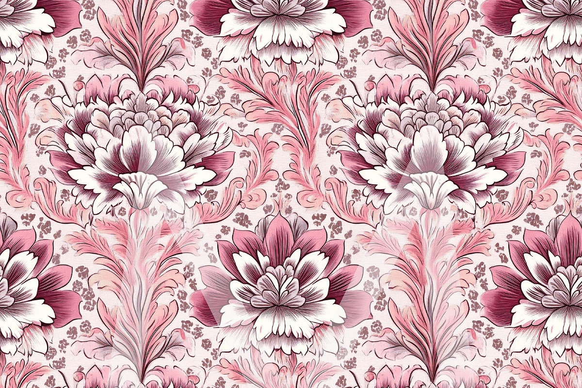 Burgundy Floral Seamless Patterns, a Pattern Graphic by Maishop (Photo 5 of 8)