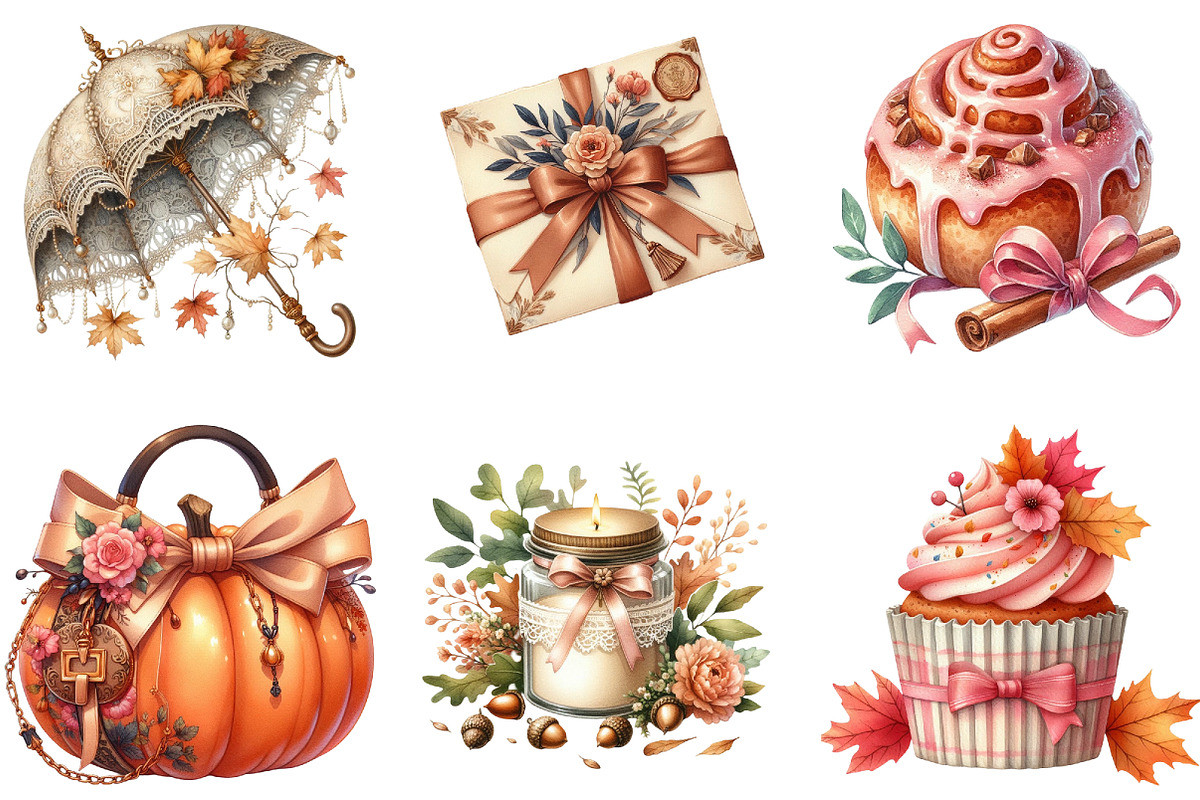 Cute Coquette Autumn Clipart, an Illustration by DreamArtGraphic (Photo 2 of 7)